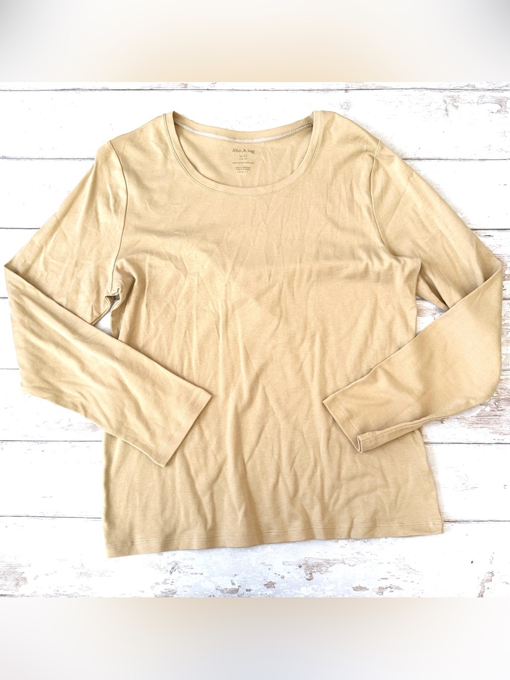White Stag XL Women’s Top Beige Cream Color Long Sleeve Shirt 100% Cotton